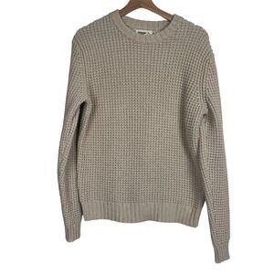 Wellen Fisherman Sweater Mens Small Huckleberry Cream Waffle Knit Coastal Crew